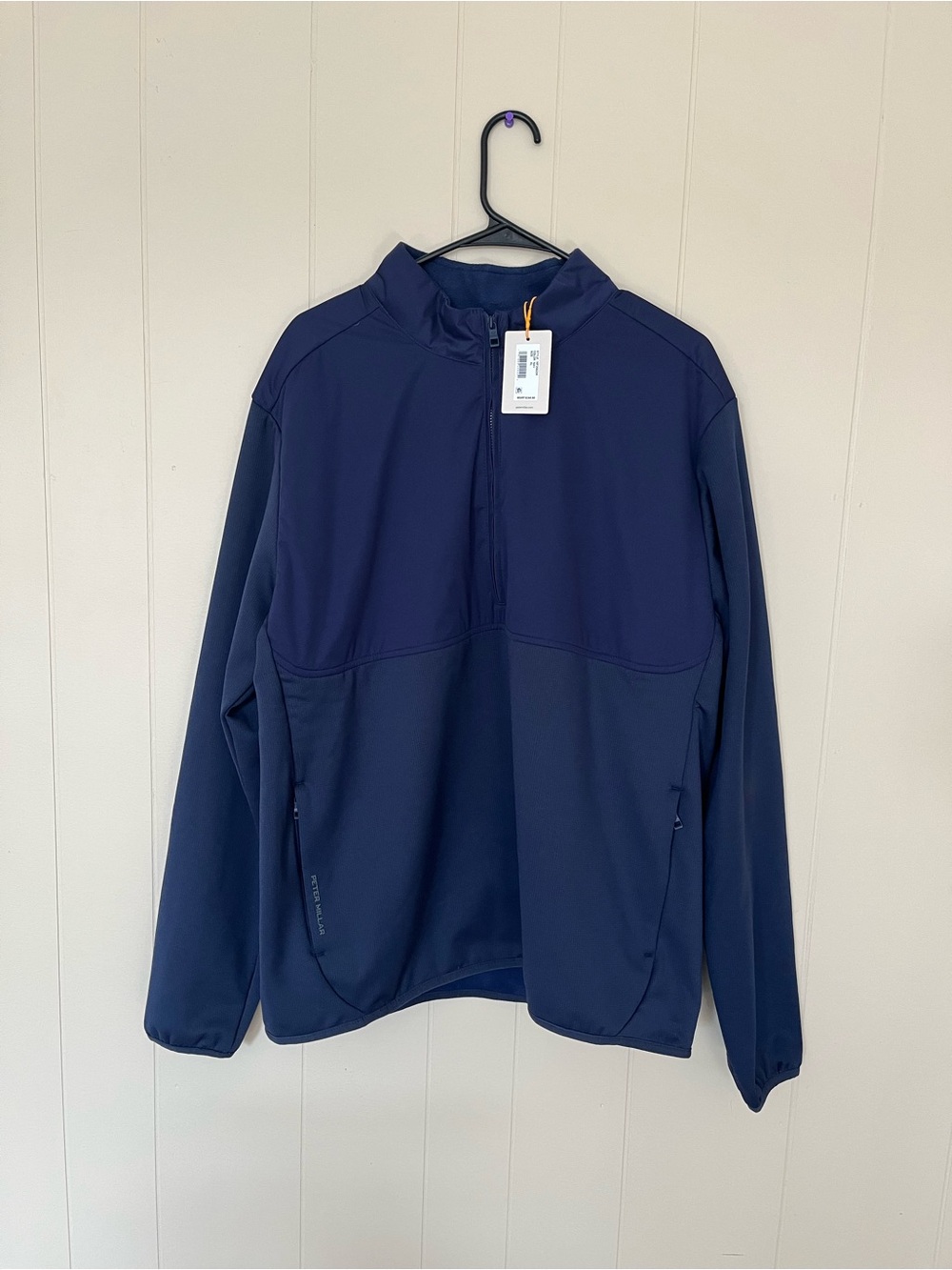 Peter Millar Men's MF25EZ26 Vail Half Zip Navy Pullover  Sweater Size XL $240